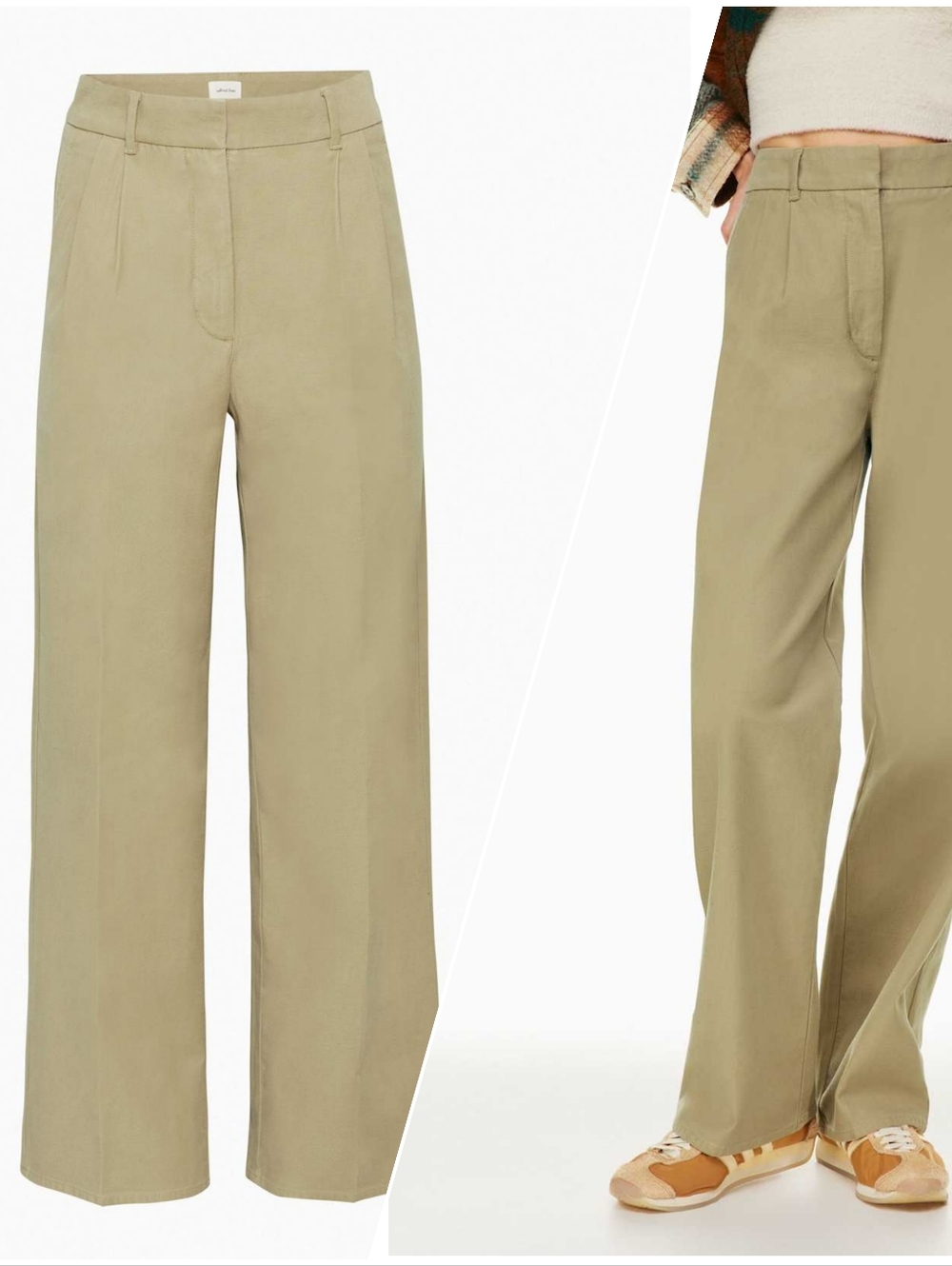 Wilfred Free Aritzia Dion High Waisted Wide Leg Pants Bottoms Khaki Taupe Size 2